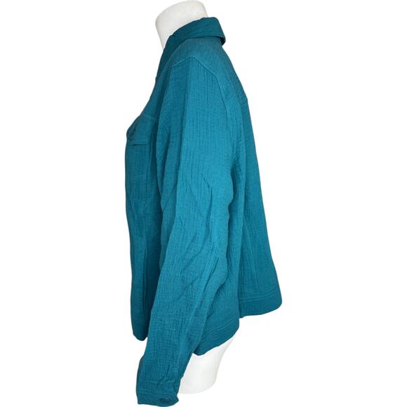 Isaac Mizrahi Live Bridgehampton Cotton Gauze Jacket Deep Sea Large NWOT - Picture 10 of 14
